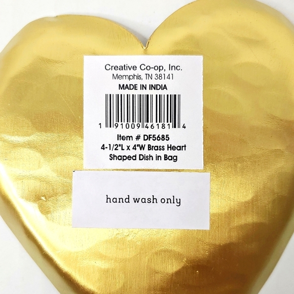Creative Co-op brass, heart shaped dish. - Picture 4 of 6